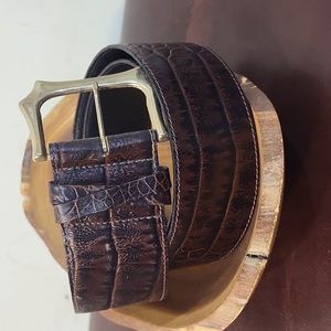 Vintage Brown Leather Belt with Gold Buckle